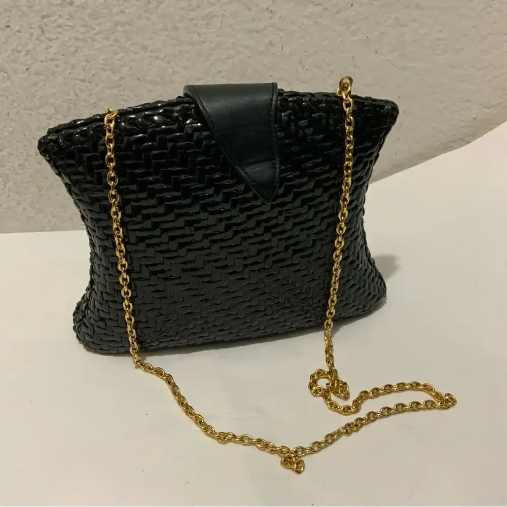 Impulse by SHARIF Leather & PVC Handwoven Basket Weave gold chain
